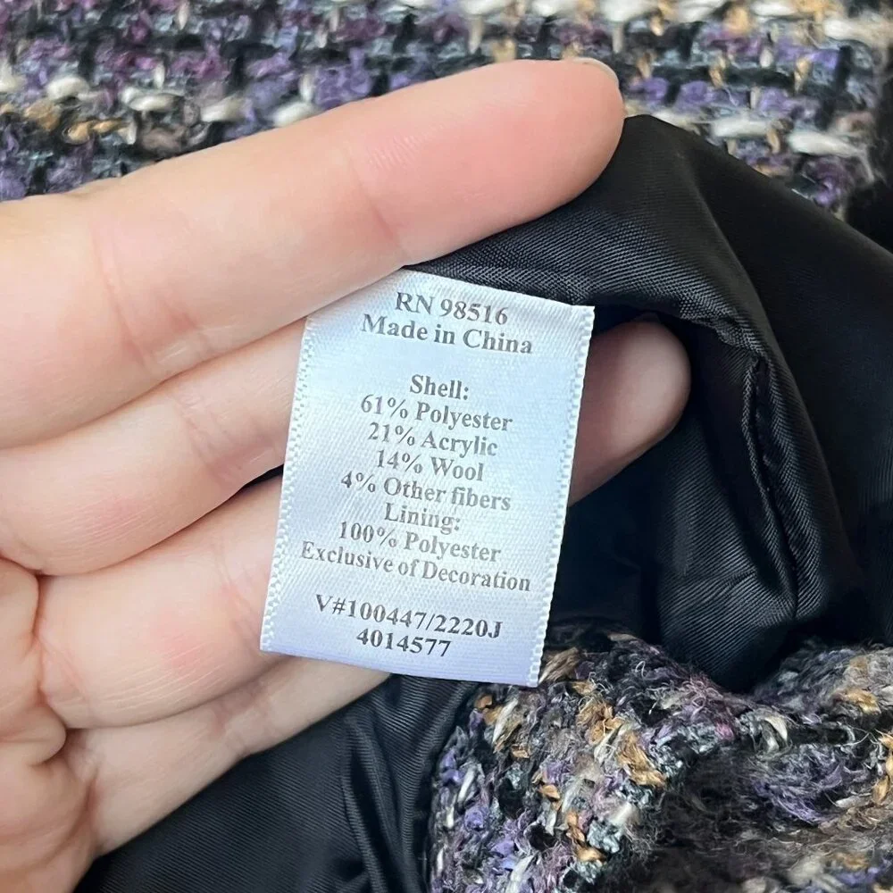 Coldwater Creek Multicolor Collarless Tweed Jacket Size 14 - Picture 6 of 7